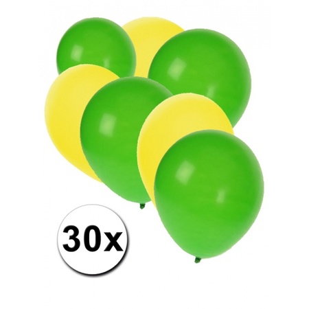 30 stuks gele/groene ballonnen pak