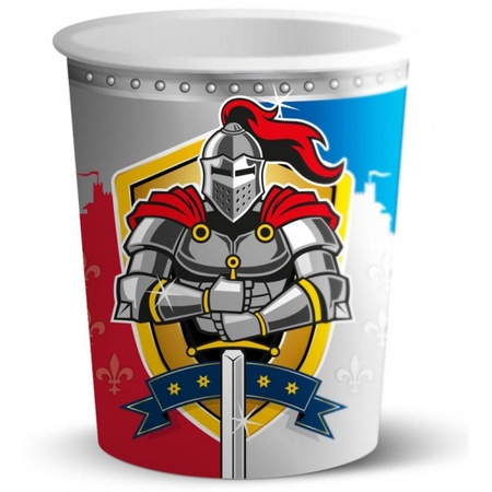 8x pieces birthday party knights cups 250 ml