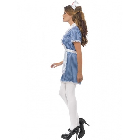 Blue/white nurse fancy dress costume for women