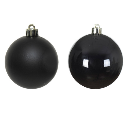 16x Black Christmas baubles 4 cm plastic matte/shiny