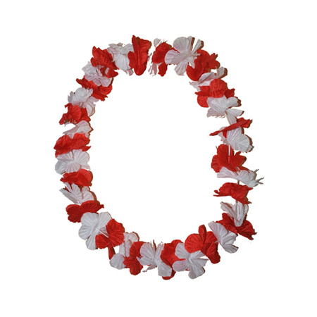 Hawaii garland with red and white flowers