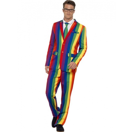 Carnavalskleding heren kostuum regenboog