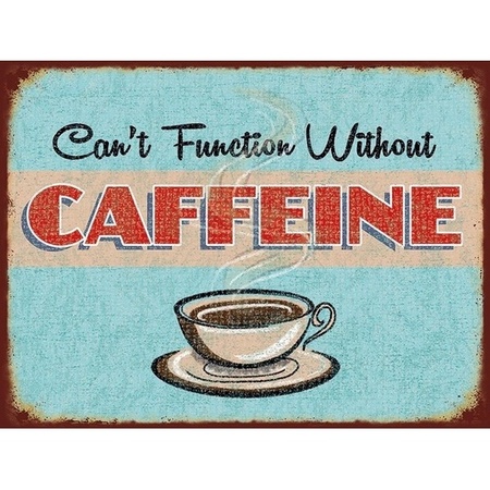 Metalen koffie reclamebord Cafeine 30 x 40 cm kado