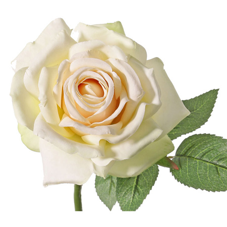 Artificial flower - cream white rose - de luxe - 30 cm