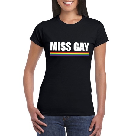 Gay Pride shirt black Miss Gay women