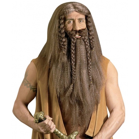 Luxury barbarian wig with beard and moustache