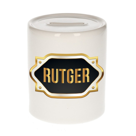 Name money box Rutger with golden emblem