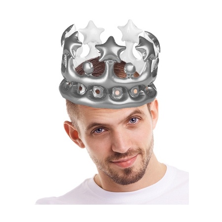 Inflatable crown silver 23 cm