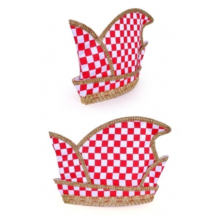 Prince Carnival hat red/white checkered for adults