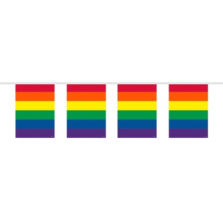 Vlaggenlijn in regenboog kleuren 10 meter