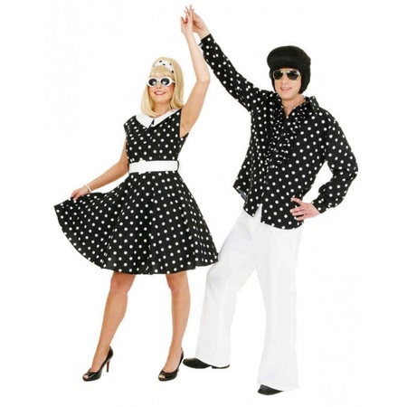 Fifties jurkje met polka dots zwart/wit