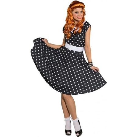 Fifties jurkje met polka dots zwart/wit