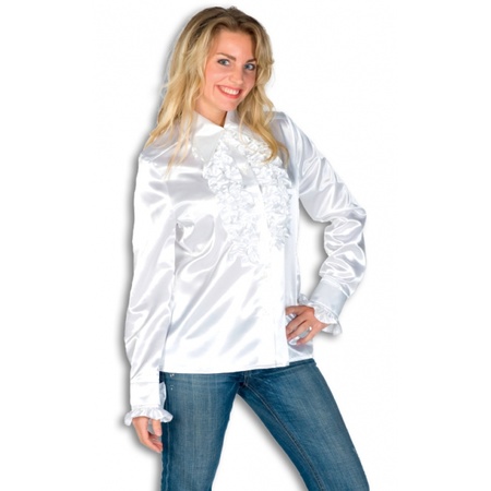 Rouches shirt voor dames wit
