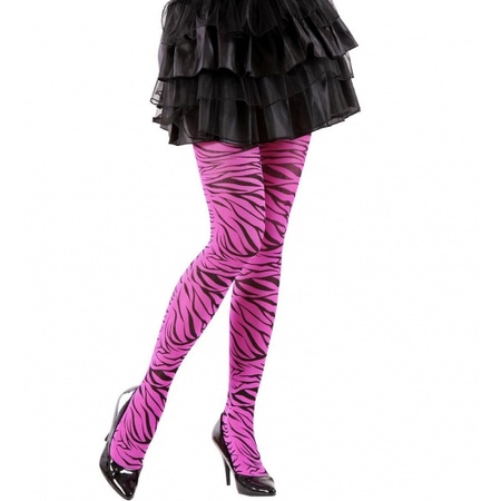 Pink tights with zebra print