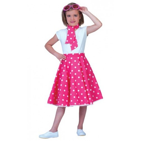Pink rock n roll skirt with dots for girls