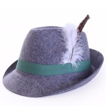 Grey Tyrolean hat Anton dress up accessory for adults
