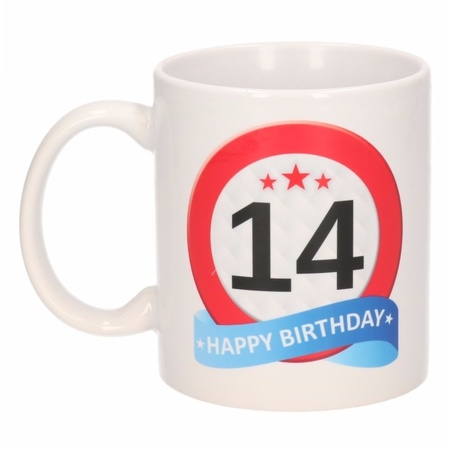 Birthday road sign mug 14 year