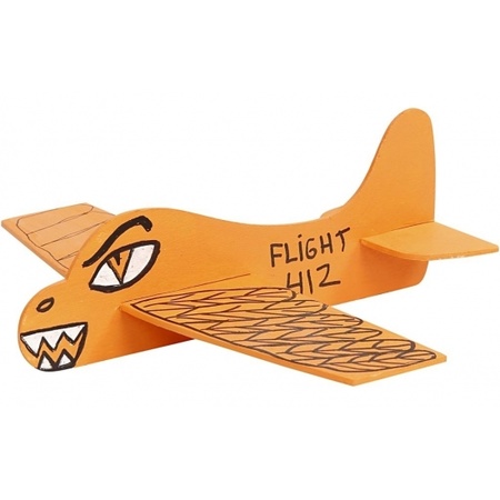 Bouwpakket vliegtuig hout 21.5x25.5 cm