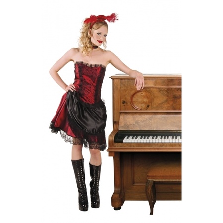 Saloongirl verkleedpak rood/zwart